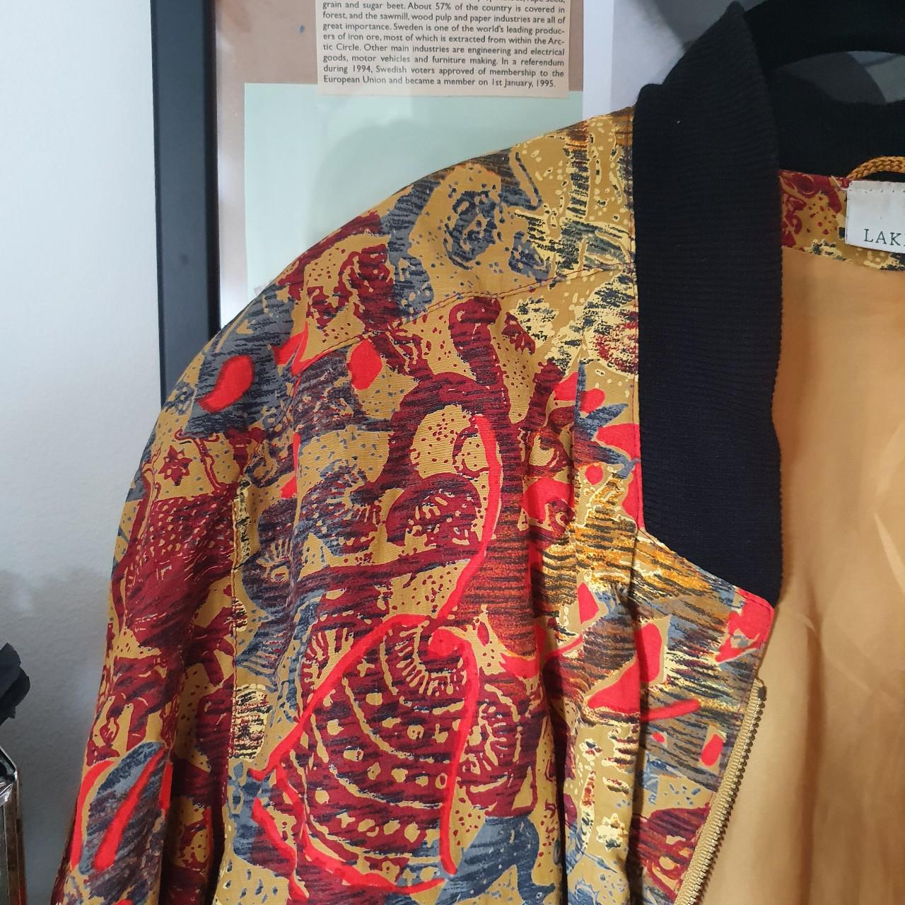 Women's Red and Yellow Coat Depop