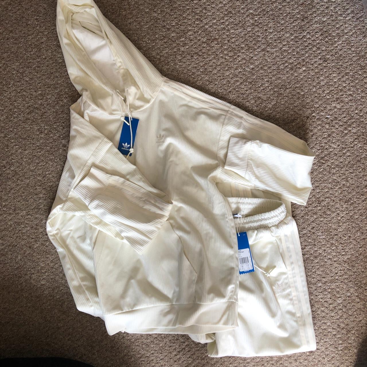 Adidas tracksuit velvet feel/look Cream colour Size... Depop