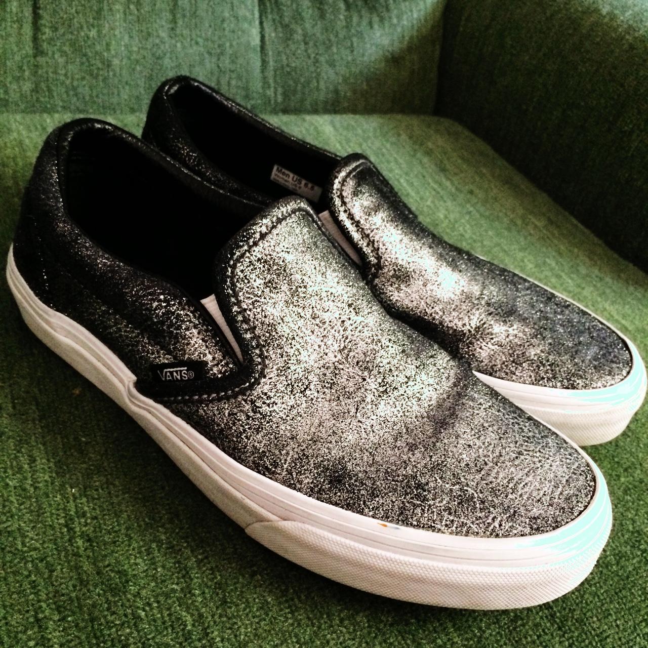 Silver leather vans sale