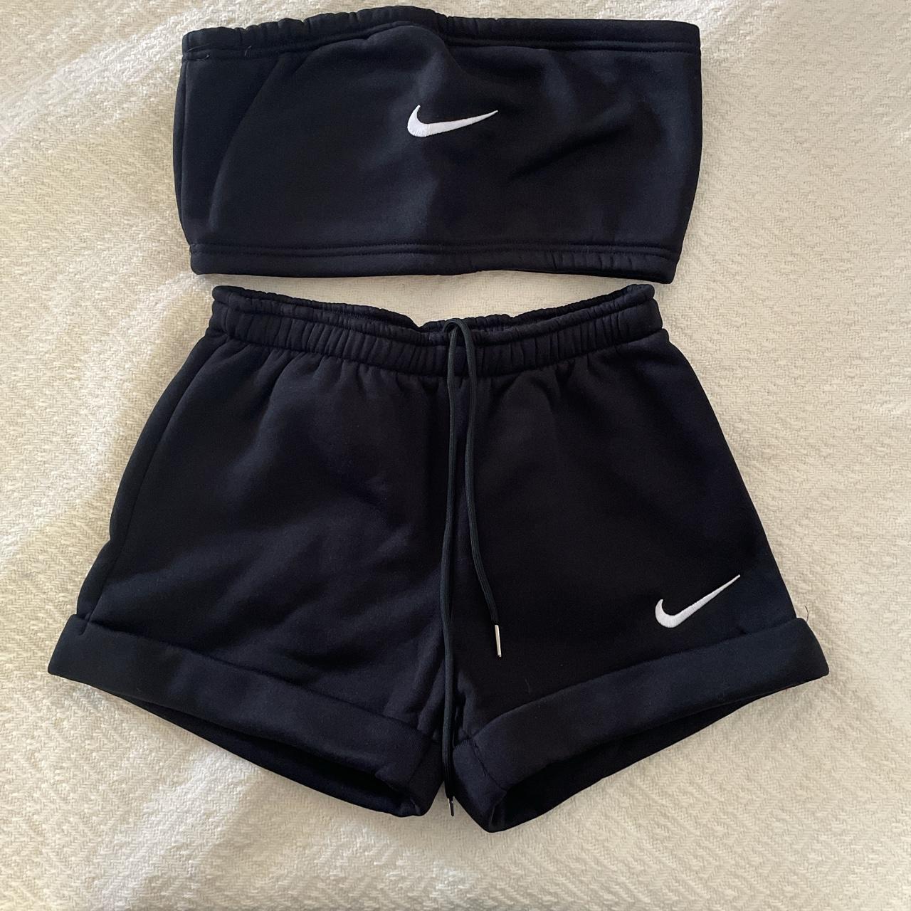 baddie nike tube top and shorts set