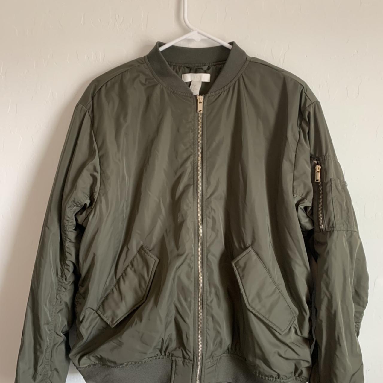 Green Bomber Jacket; only worn once size 14 only... - Depop