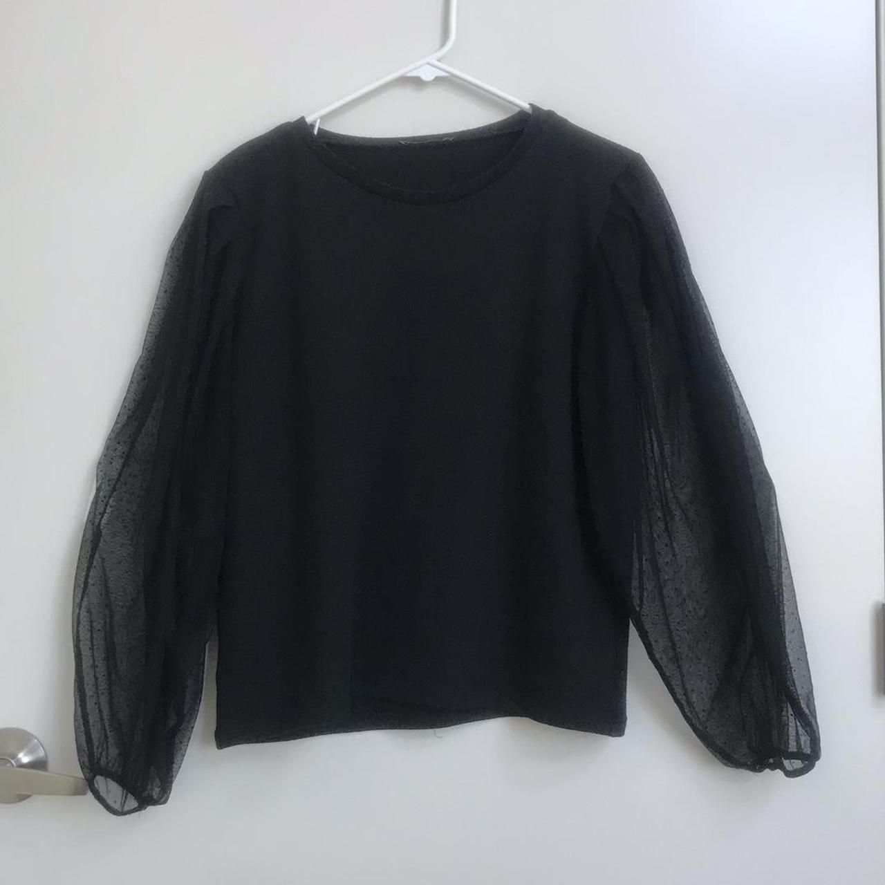 Zara Black Sweater With Mesh Ballon Sleeves With... - Depop