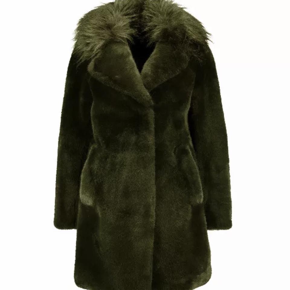 Karen Millen faux fur coat - new Medium (front - Depop
