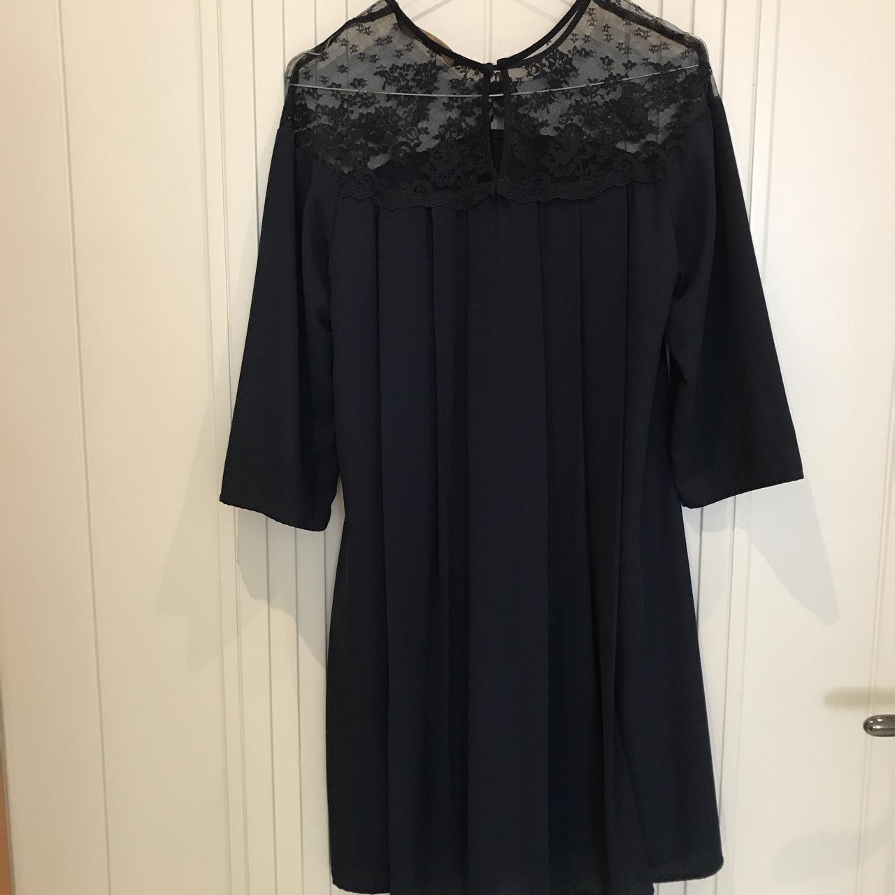 Zara Women's Navy and Blue Dress | Depop