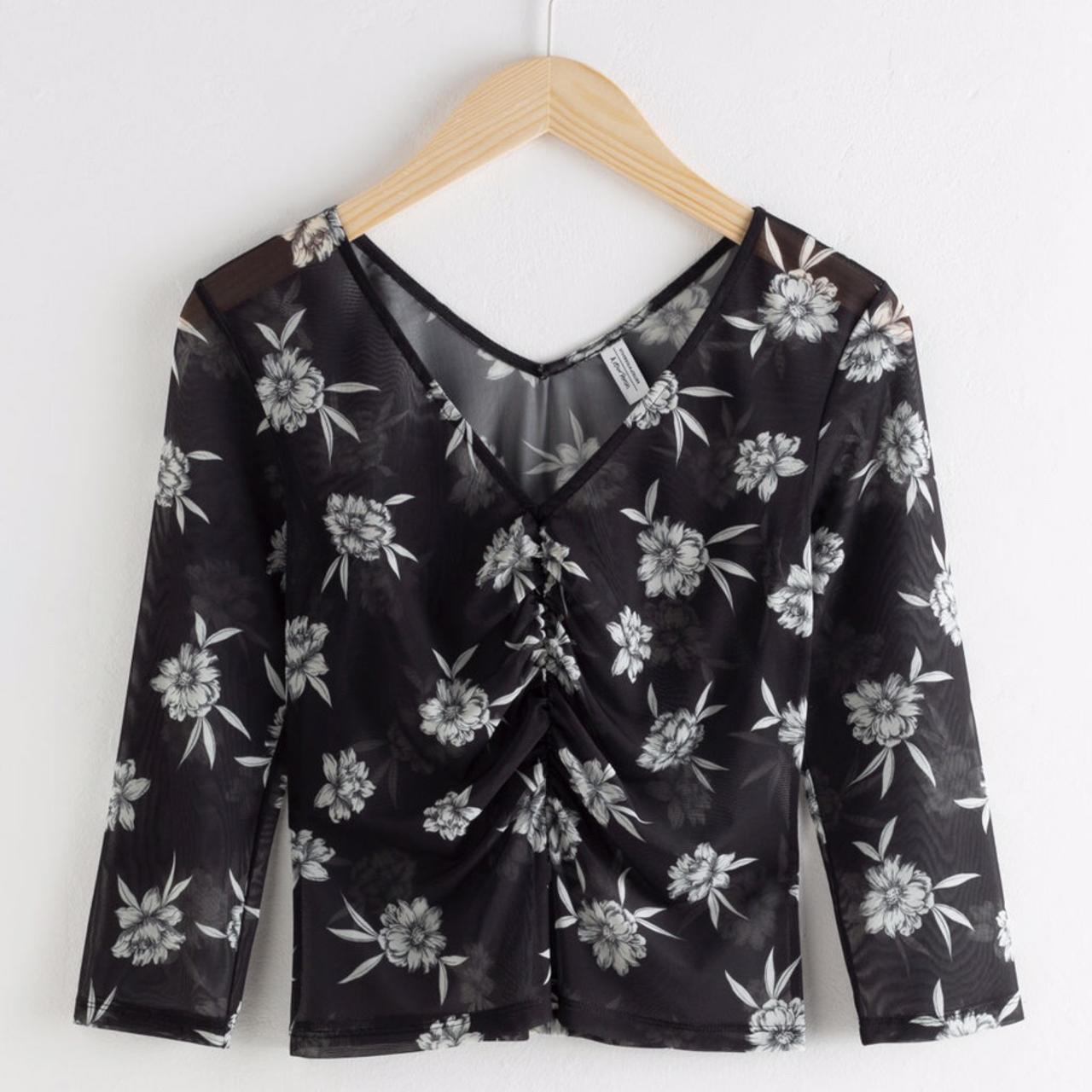 other stories black and white floral mesh