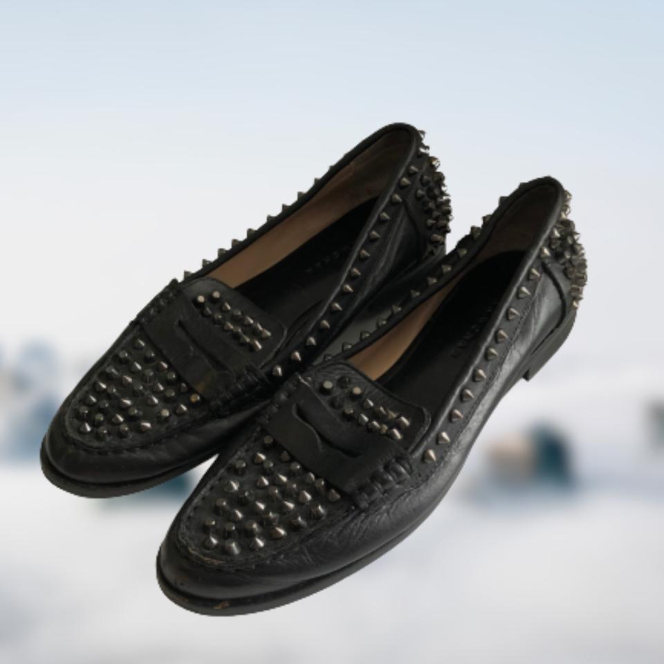 Zara studded 2024 leather loafers