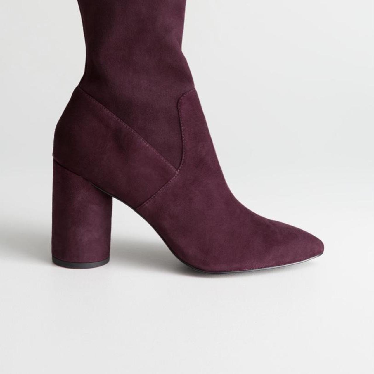 & Other Stories Women's Burgundy Boots Depop
