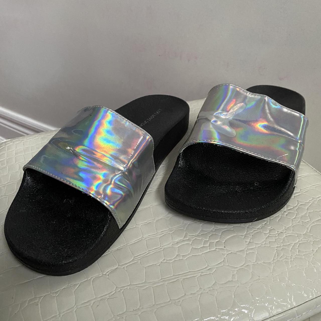 Rainbow holographic slides Holo slides with a... - Depop