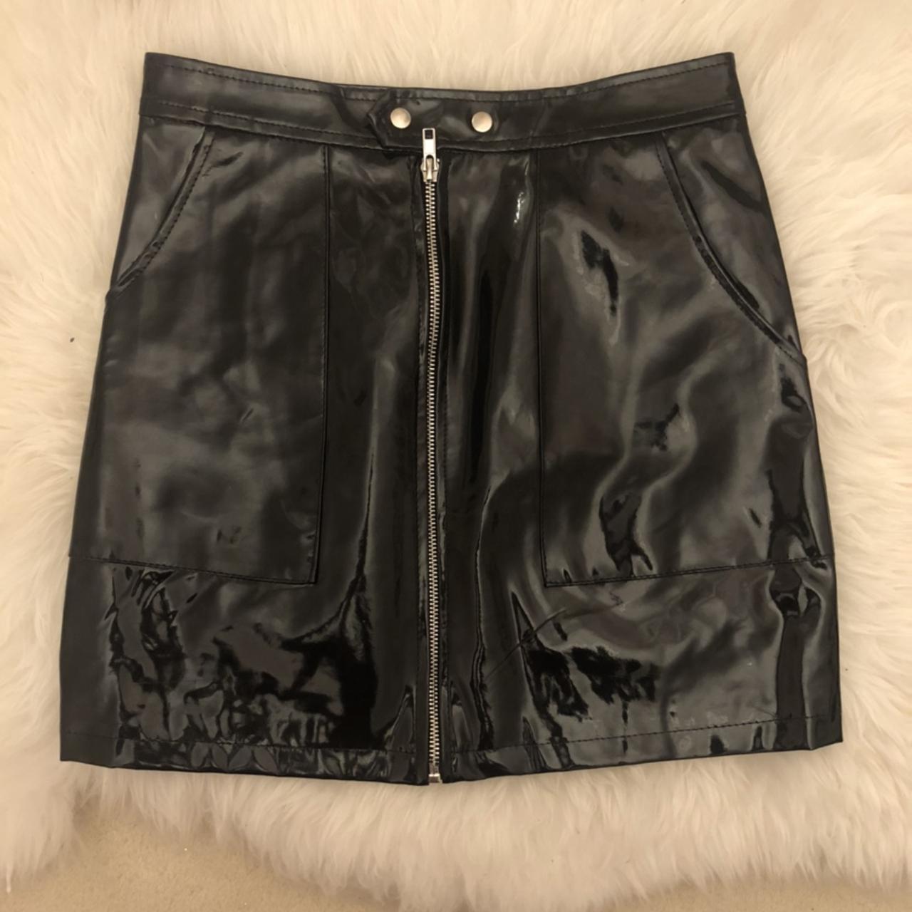 Black patent leather pencil skirt, has a latex look.... - Depop