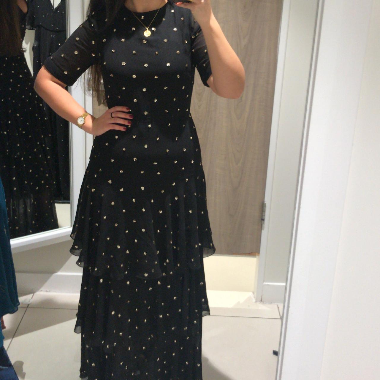 Debenhams black shop and gold dress