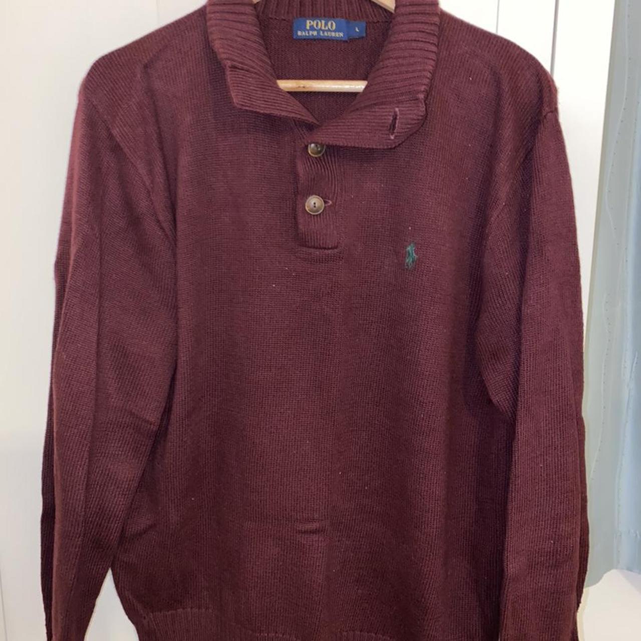 Ralph Lauren Men's Red and Burgundy Cardigan Depop