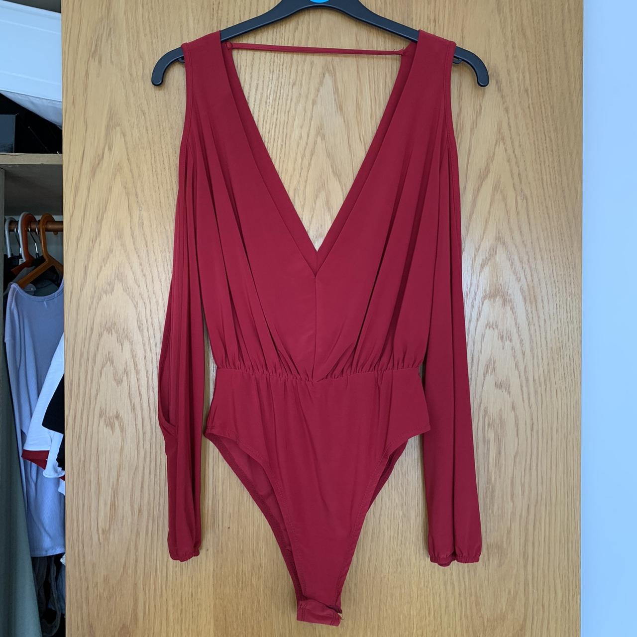 New look red bodysuit with cut out sleeves detail,... - Depop