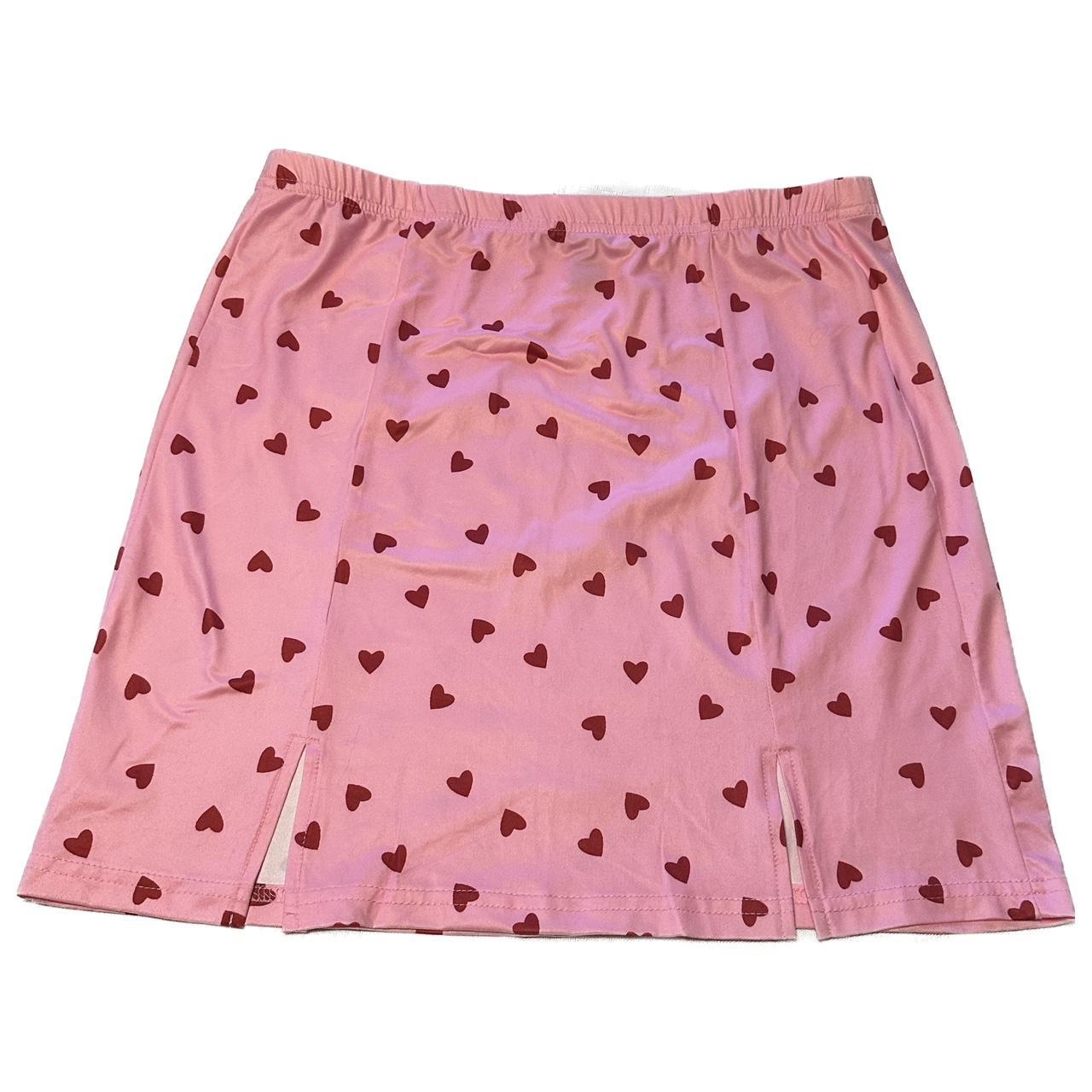 shein a line pink skirt with red hearts. never worn