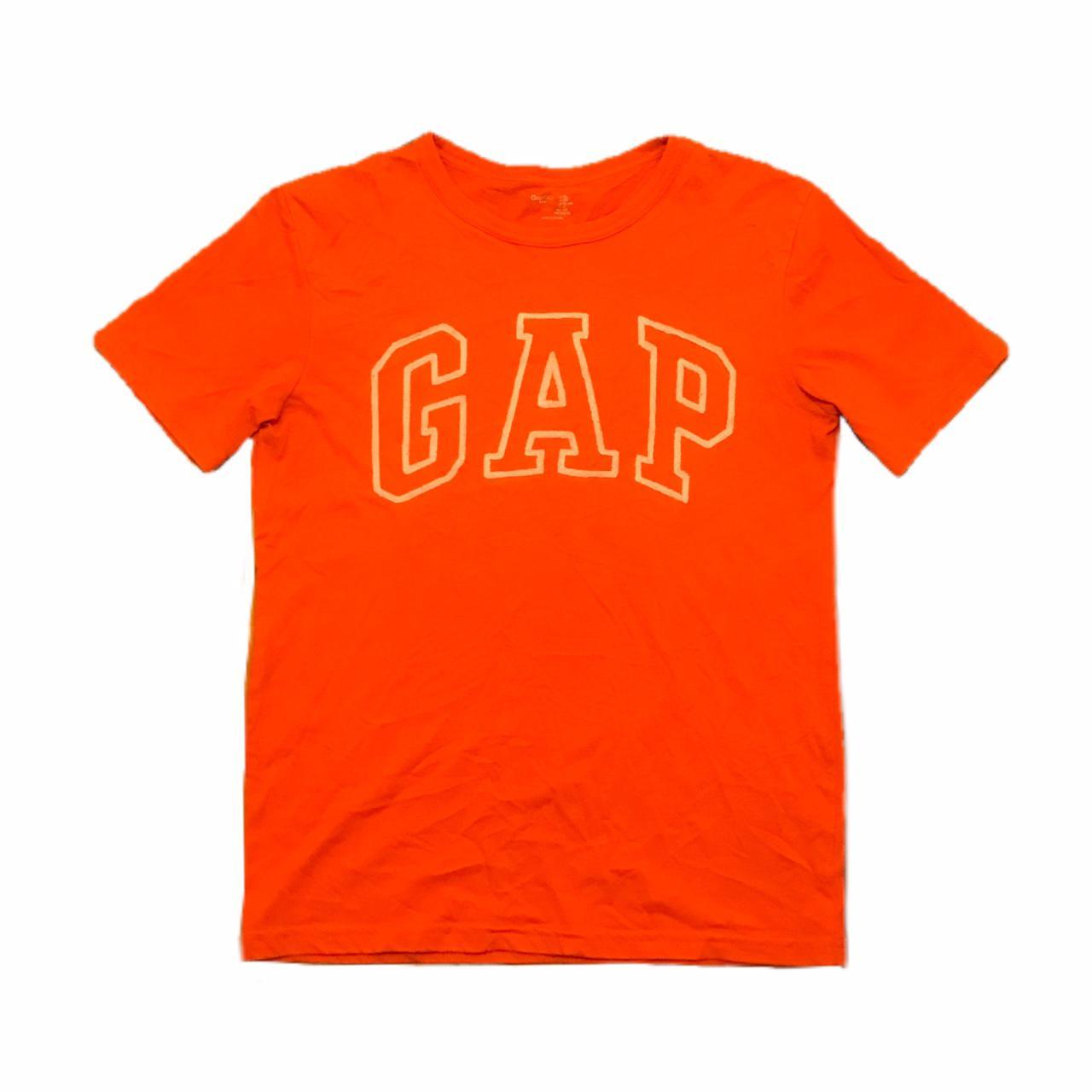 Cute gap baby tee with embroidered text 🧸🧸 Orange Depop