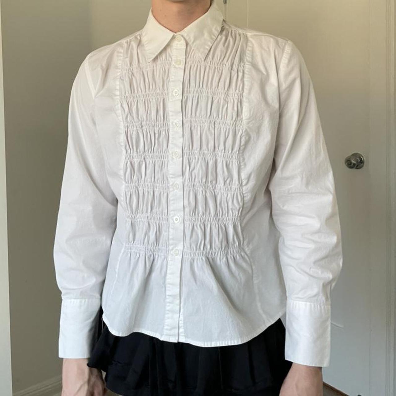 Y2K ruched white button down🤍 Sooo in love w this... Depop