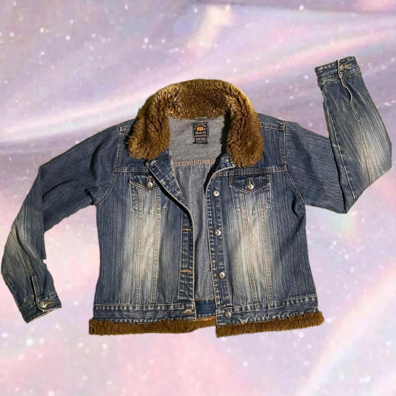 y2k bratz denim jacket w/ faux fur trim 🦋, 💙 size...