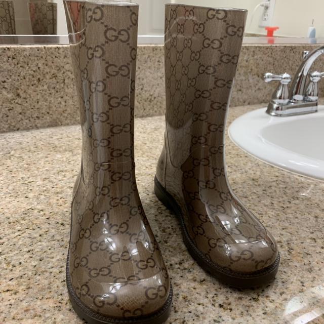 Gucci Hunter green Monogram Rain-boots. Gucci Knee - Depop