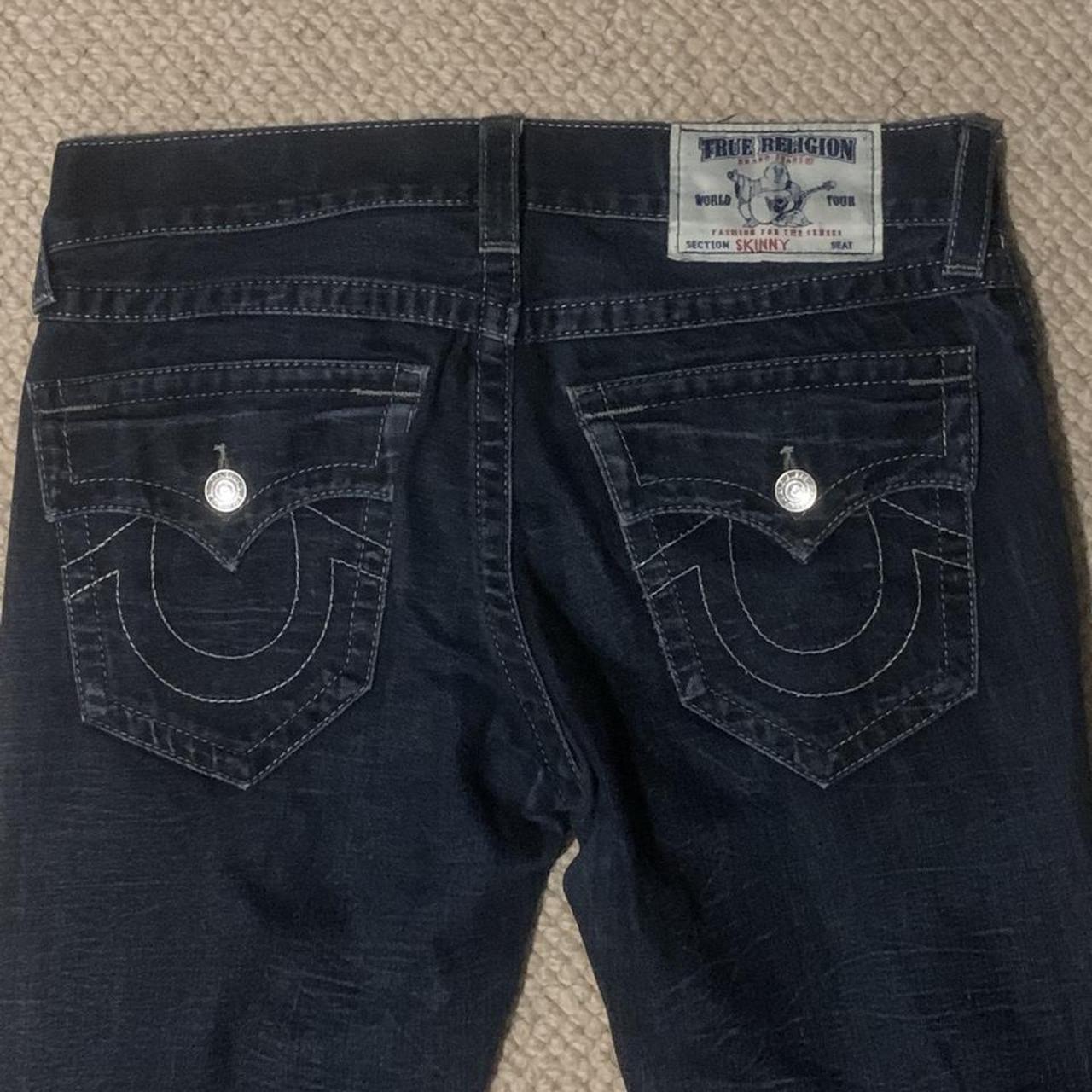 True religion navy skinny jeans 31”, in great condition - Depop