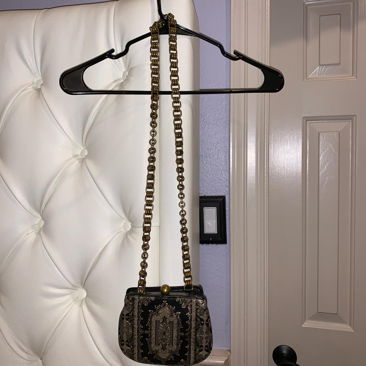 Vintage black purse with metal handle Super cute - Depop