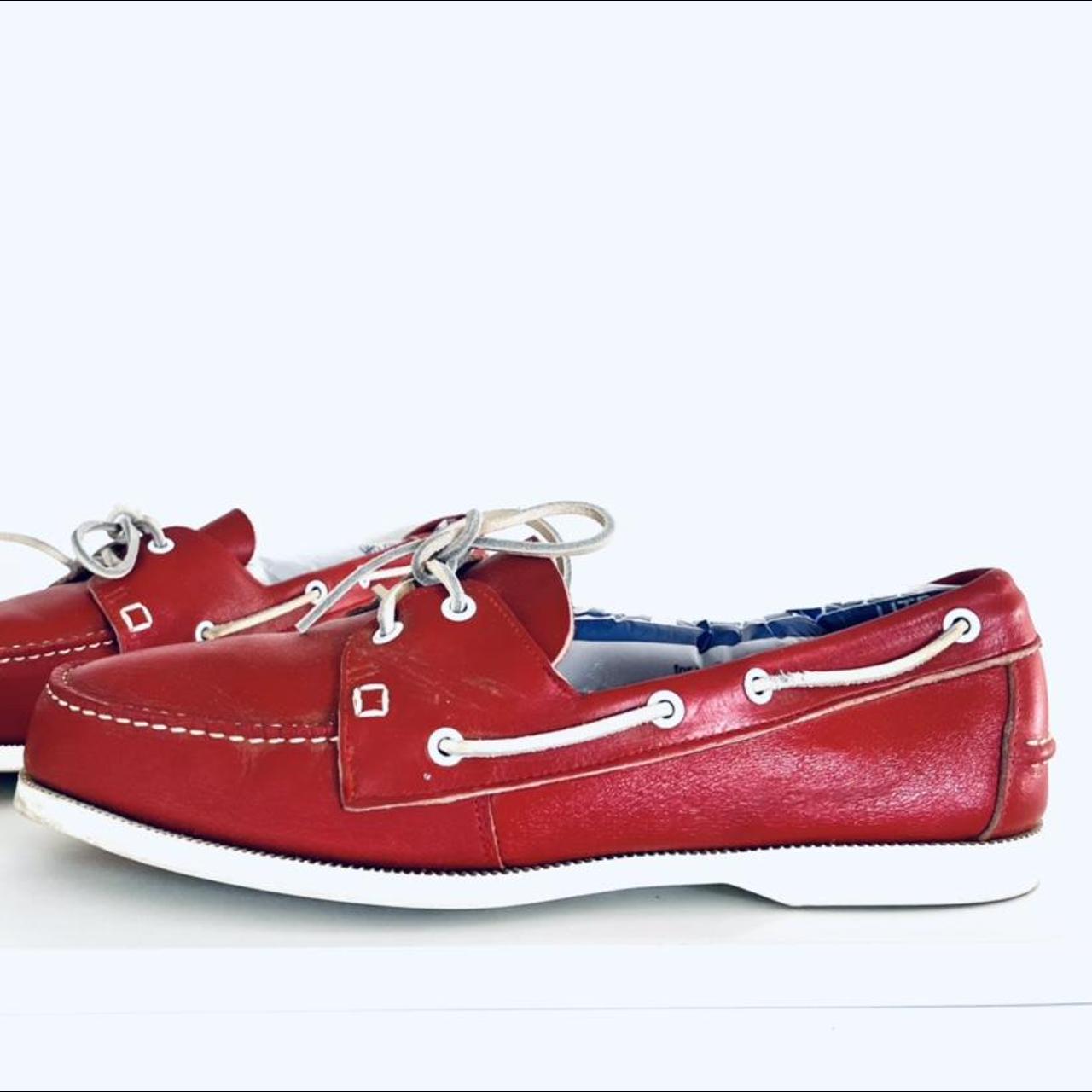 80s Red Leather Boat Shoes The Mariner by Jarman... Depop