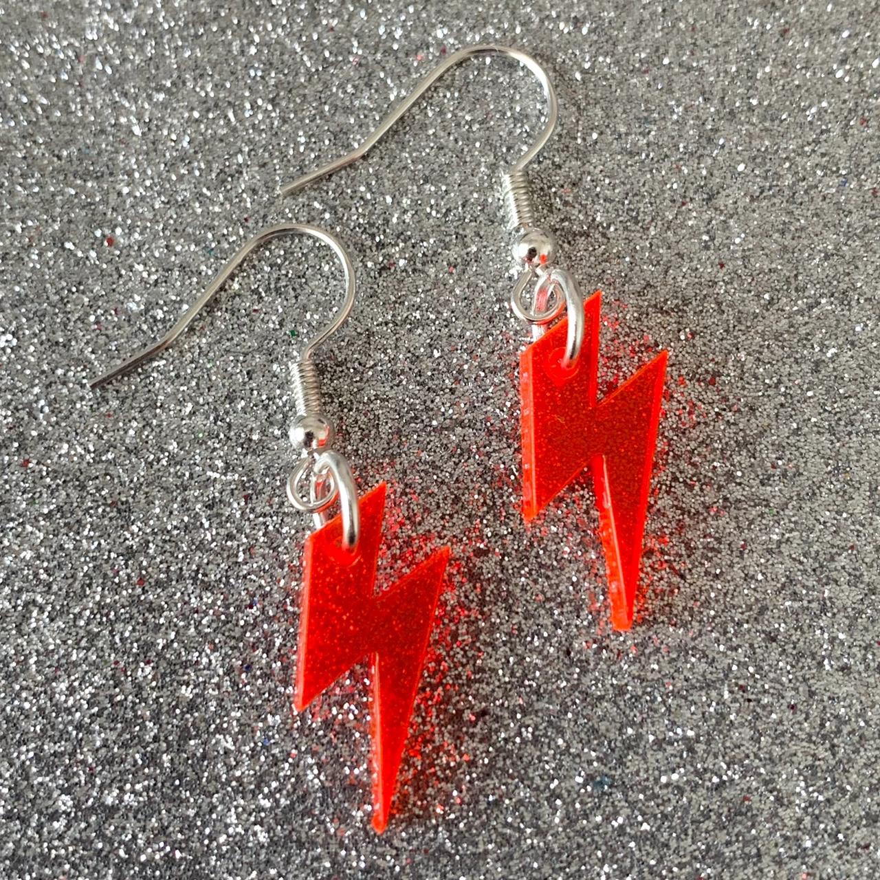 Red lightning sales bolt earrings