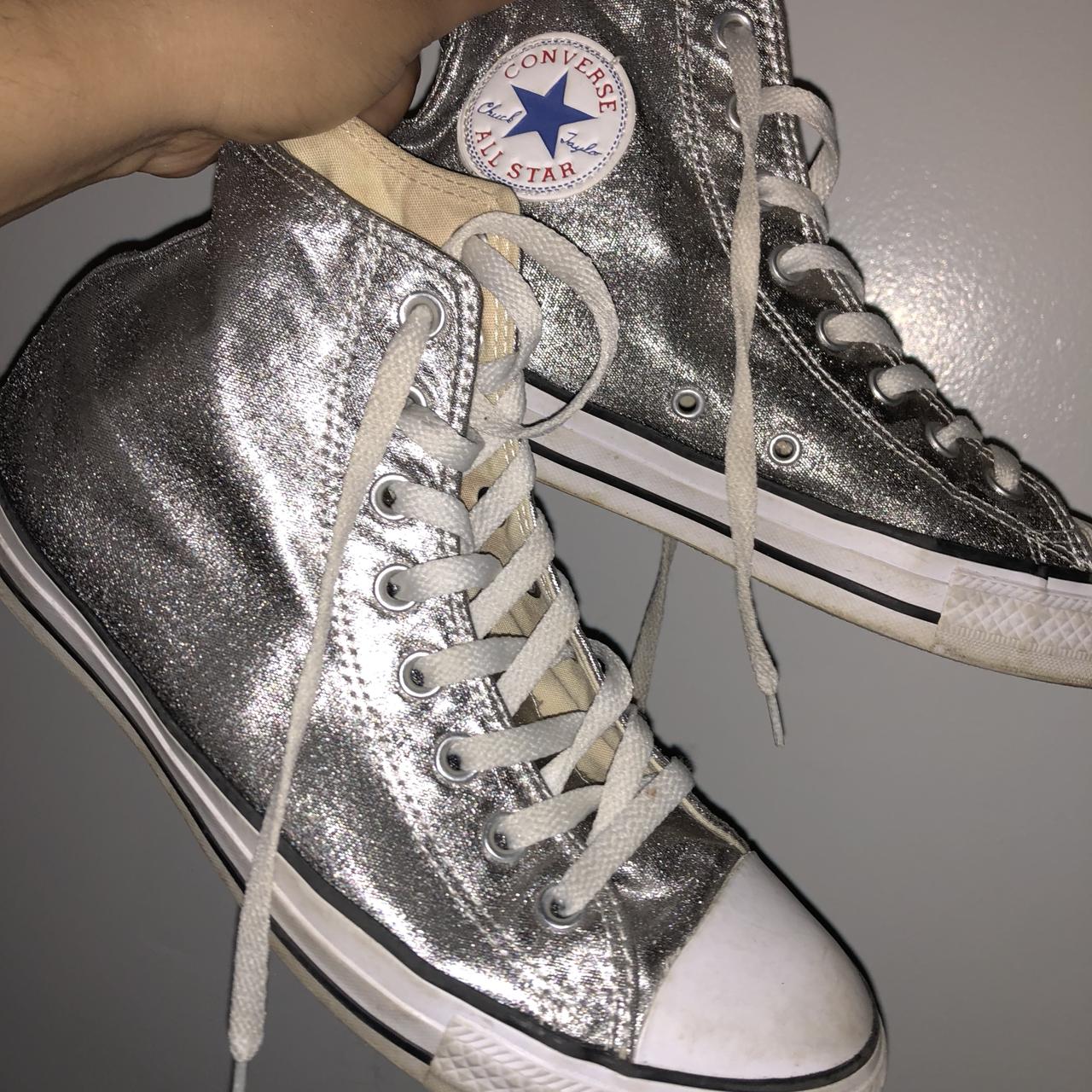 Cute silver converse Size 8 in men s 10ish in