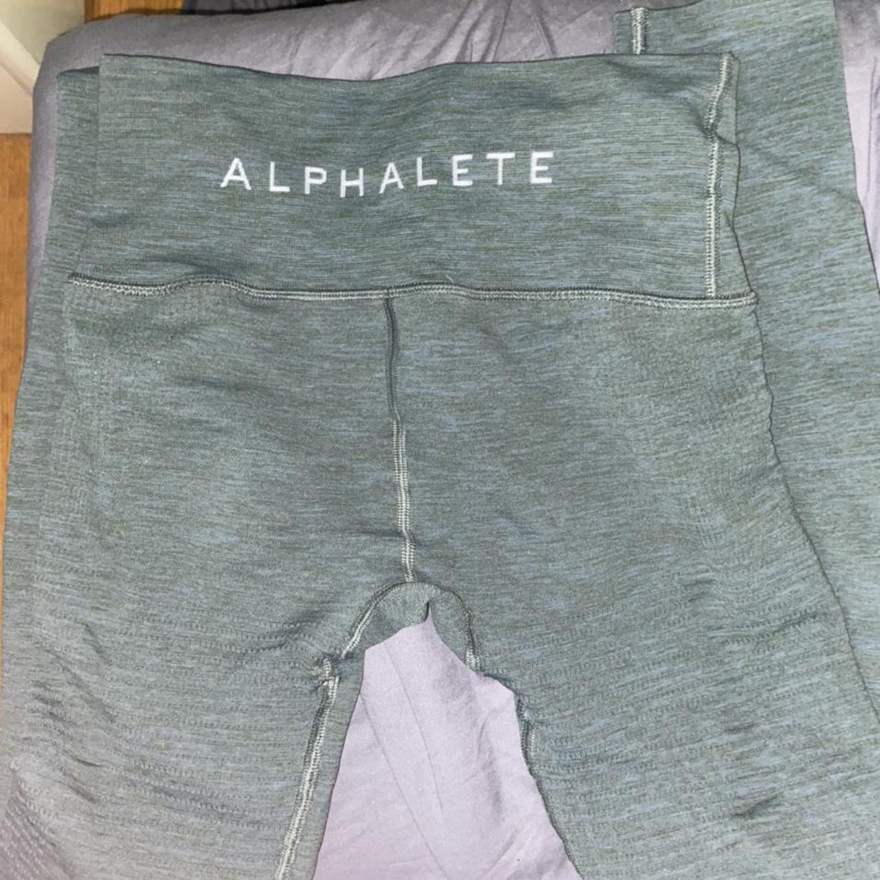 Green colored Alphalete halo leggings, in good... Depop