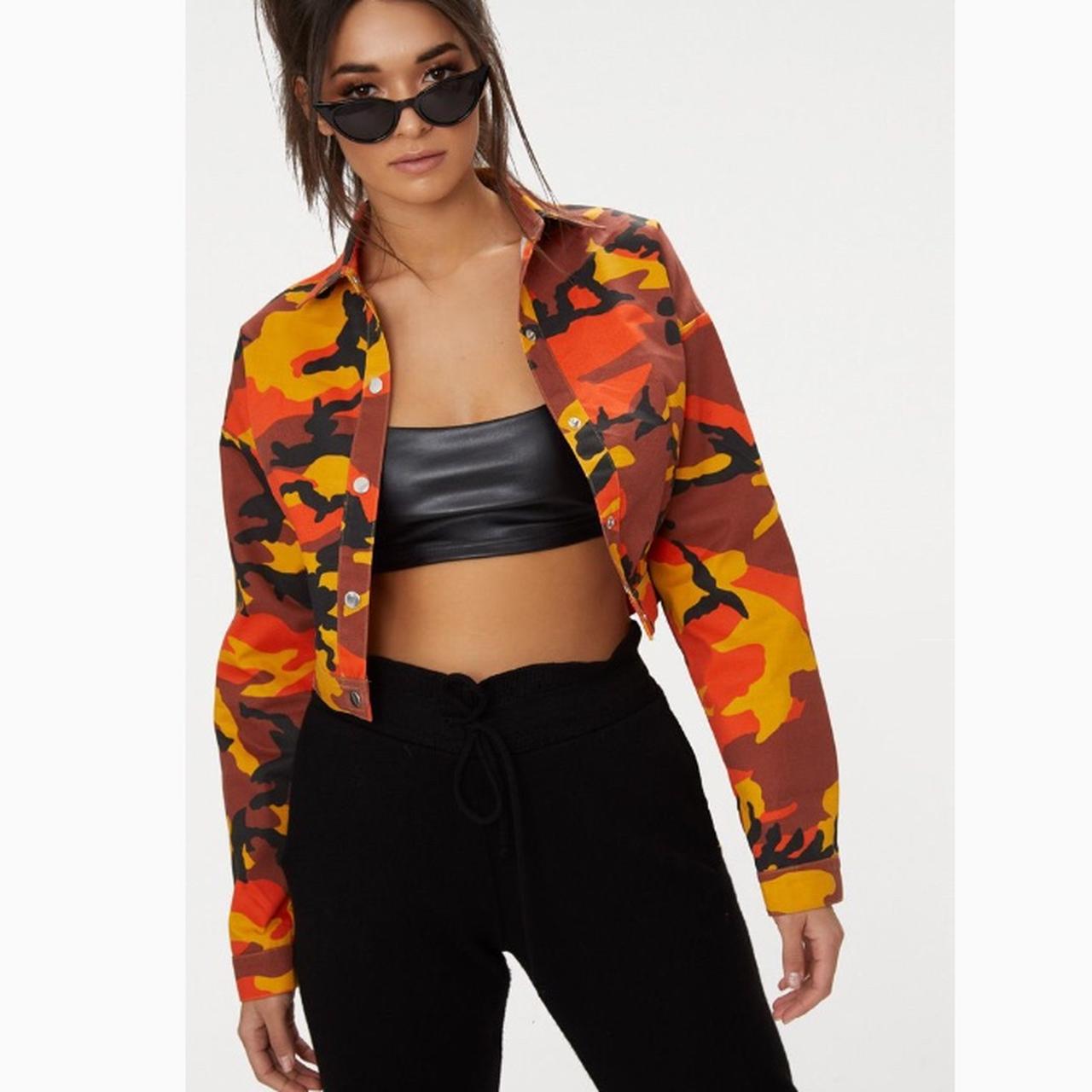 Orange camo deals jacket cropped