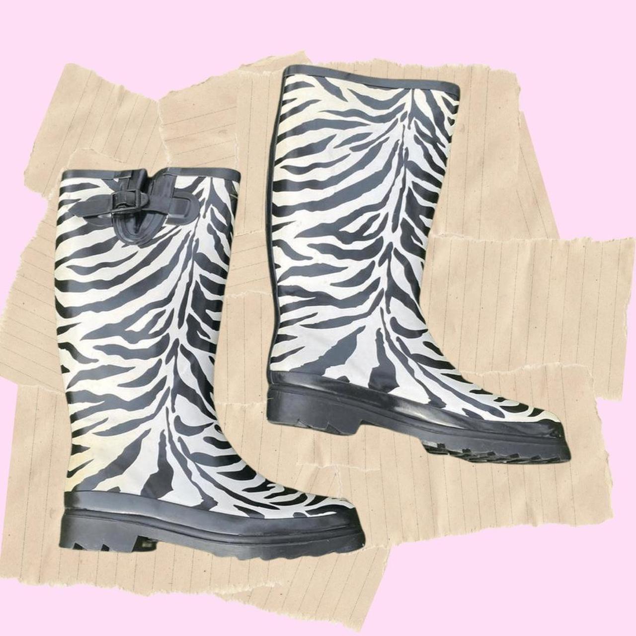 zebra print rain boots