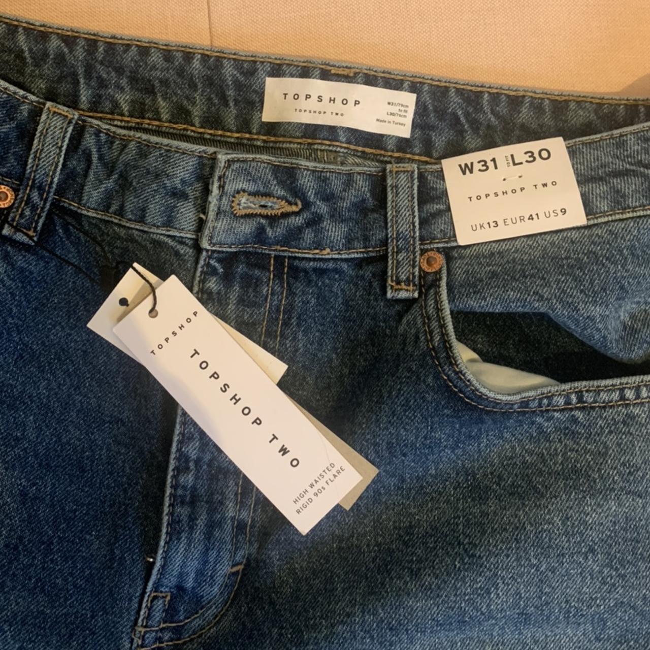 Topshop too rigid flare jeans, In mid blue,