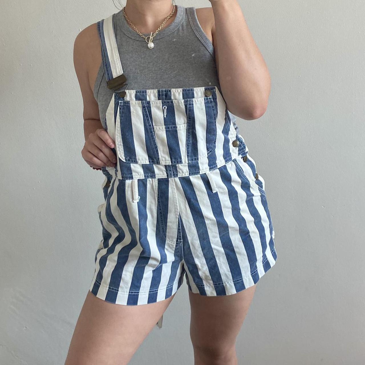 Adorable vintage pinstripe overalls by Anchor Blue... Depop