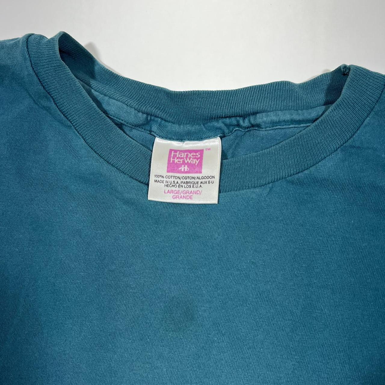 Vintage 90s teal tee. Has that heavyweight washend... - Depop