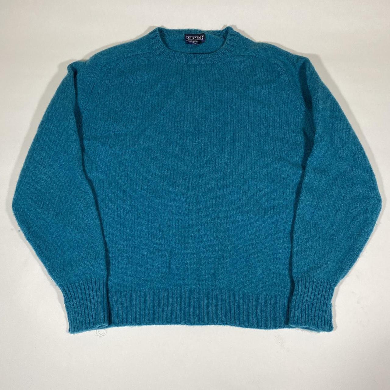 Vintage 90s teal knit sweater. Nice boxy shape and... - Depop