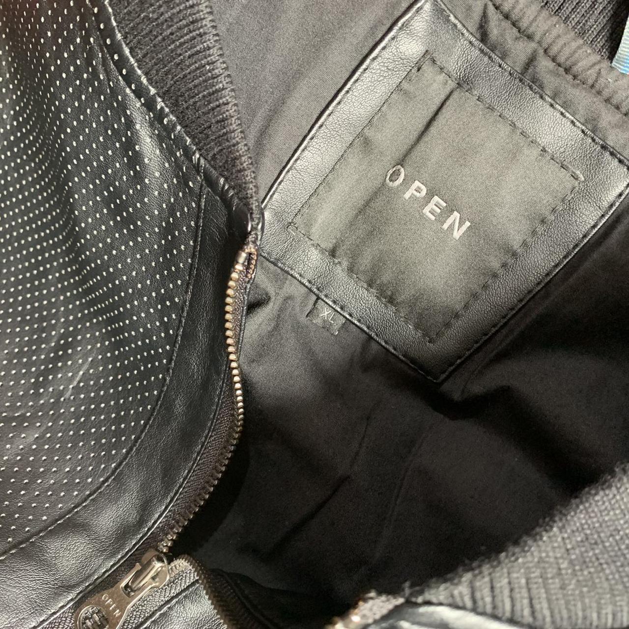 OPEN men’s leather bomber jacket. Nice detailing... - Depop