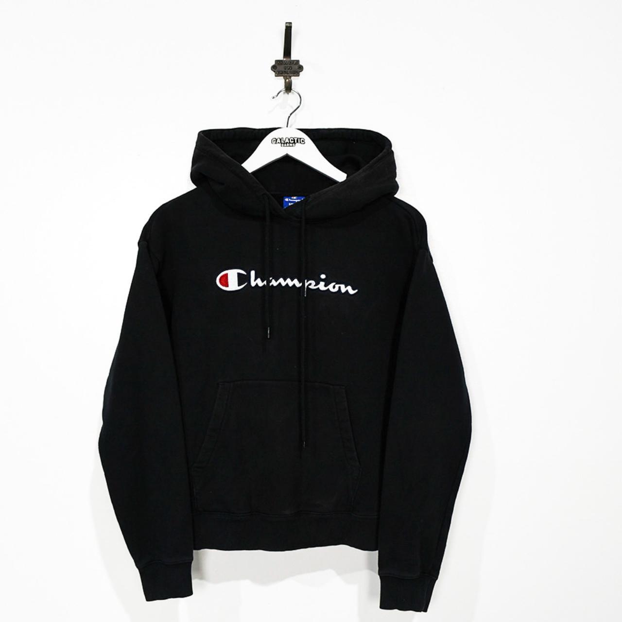 Champion Women's Black Hoodie | Depop