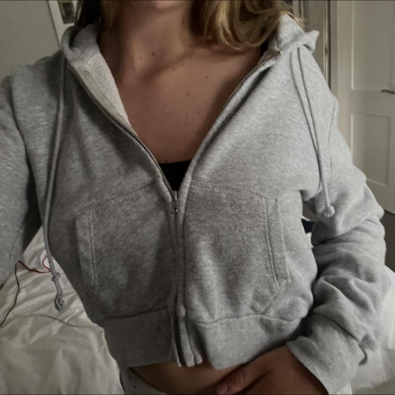 Brandy Melville grey zip up perfect condition Depop
