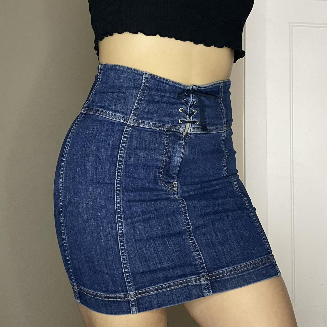 Mini skirt, lace up detail, by free people, size 0,... - Depop