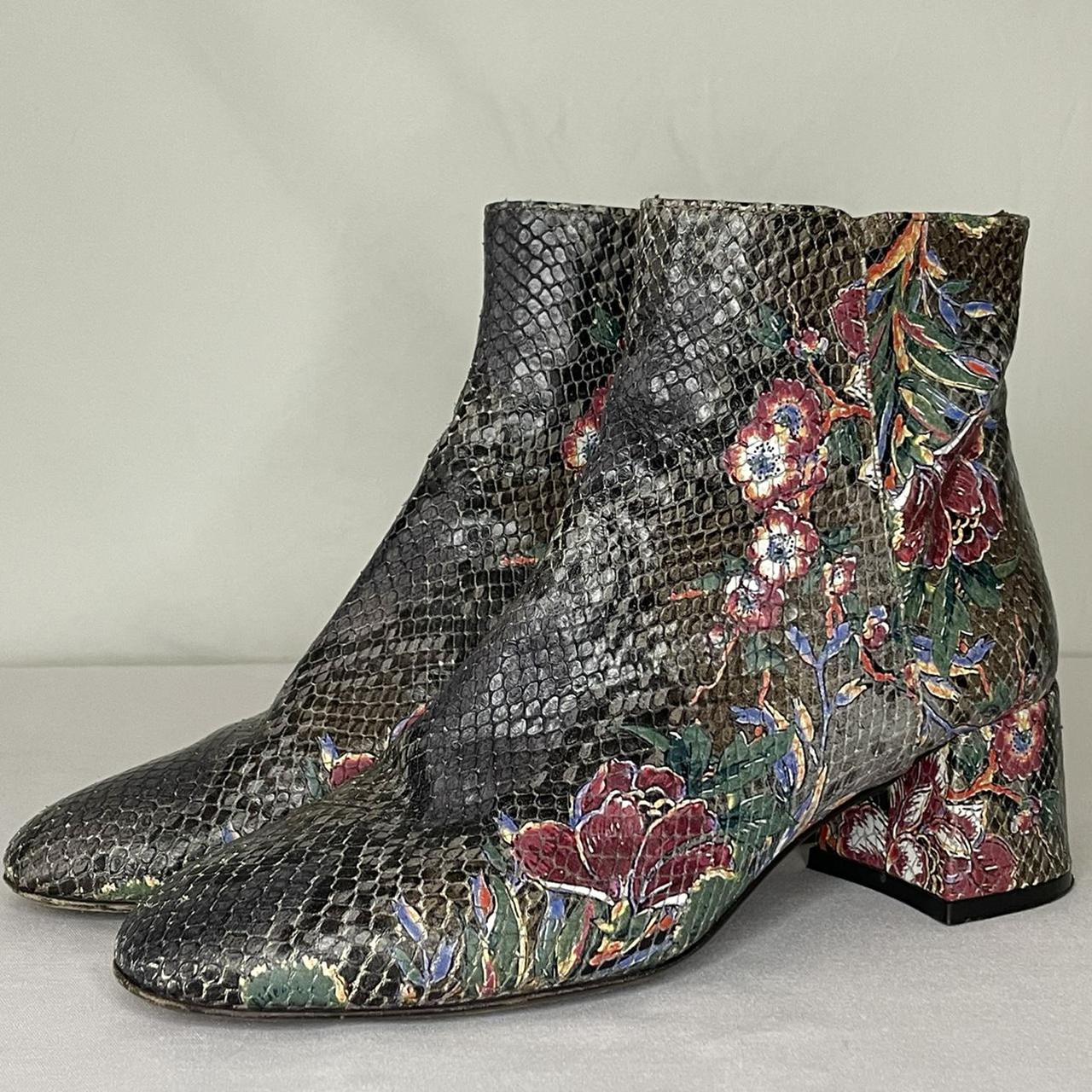 AGL vintage boots, with snake texture and floral... - Depop