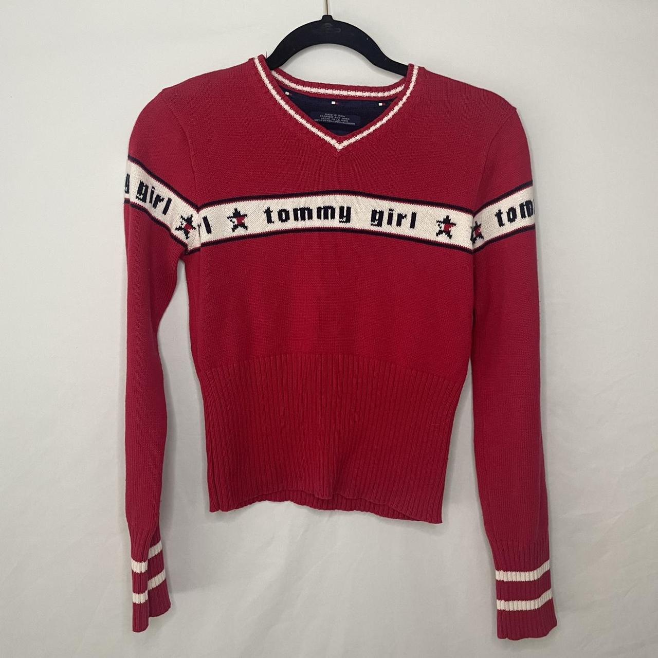 Tommy Hilfiger Women's Red and White Jumper