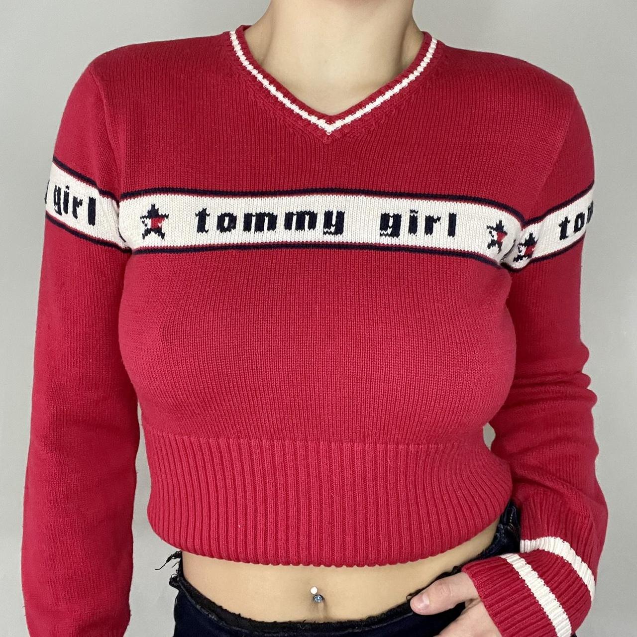 Tommy Hilfiger Women's Red and White Jumper (2)