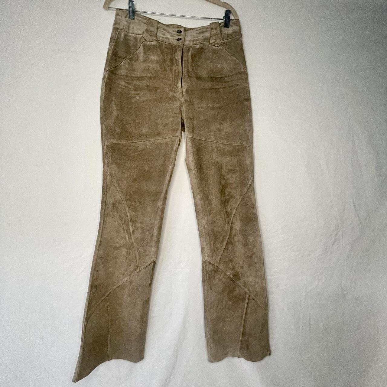 Leather pants by Charles Klein, pig suede, tan,... - Depop