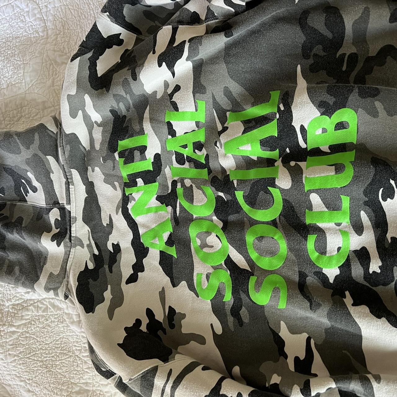 anti social social club hoodie camo with neon Depop