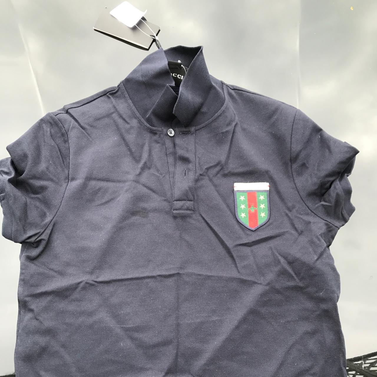 Gucci polo with Gucci badge and signature bumblebee Depop