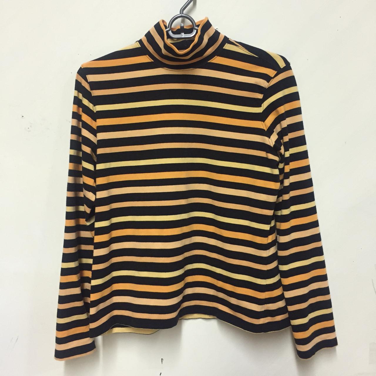 black and yellow striped turtleneck