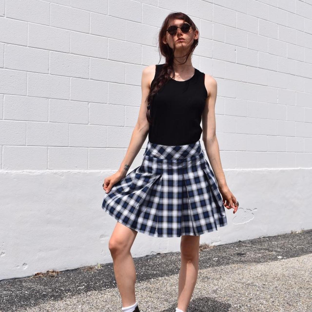 Black and white 2024 plaid skirt 100