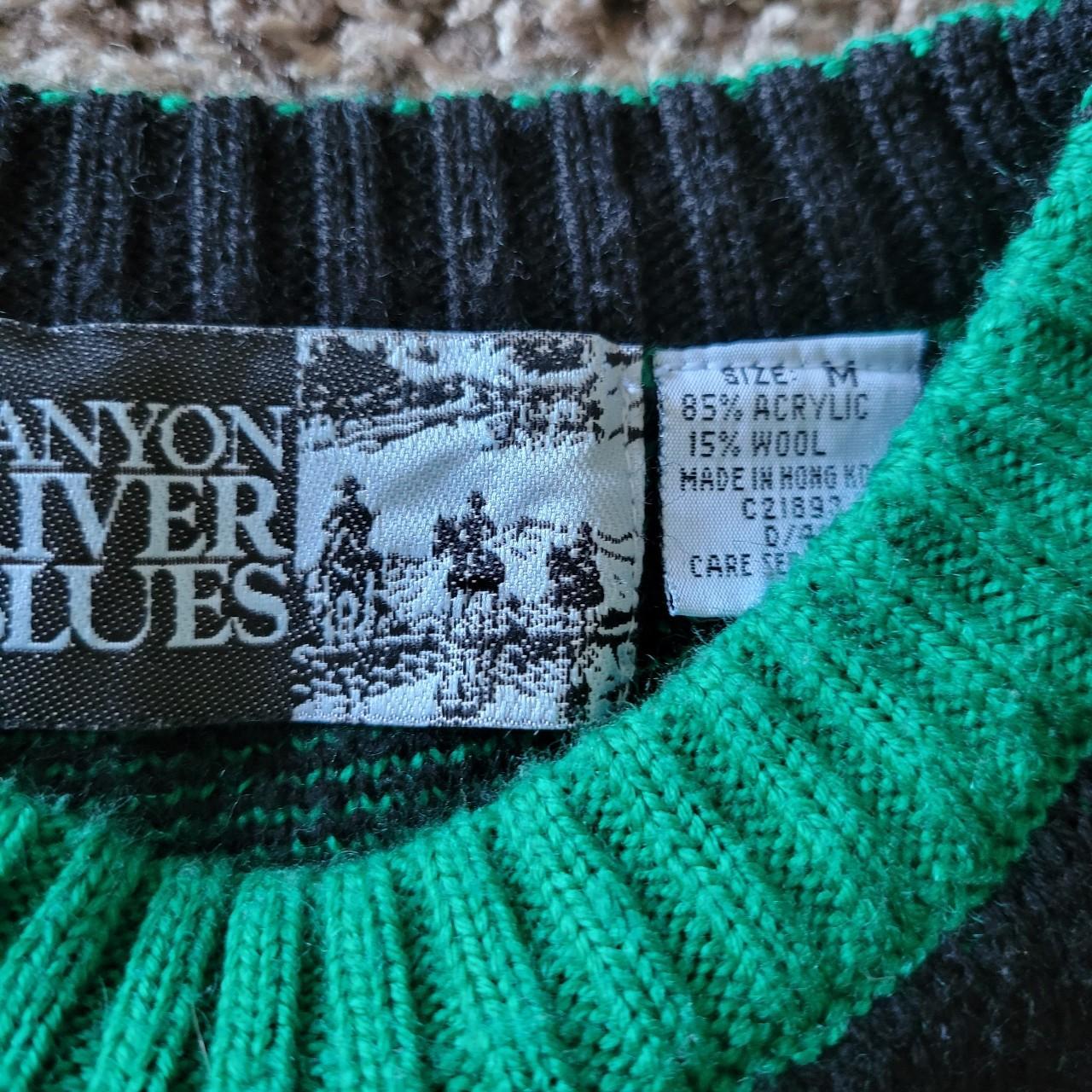 Canyon River Blues Men's Green and Black Jumper | Depop