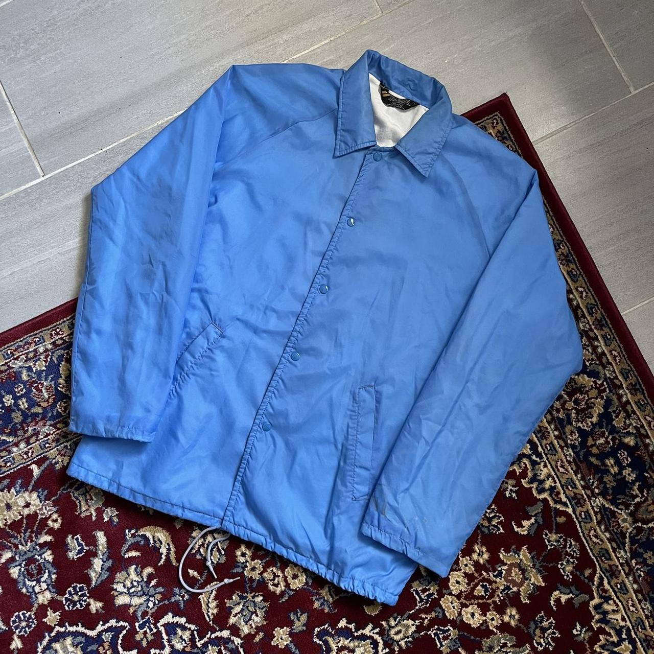 1970s sky blue Sears nylon coach jacket Tagged:... - Depop