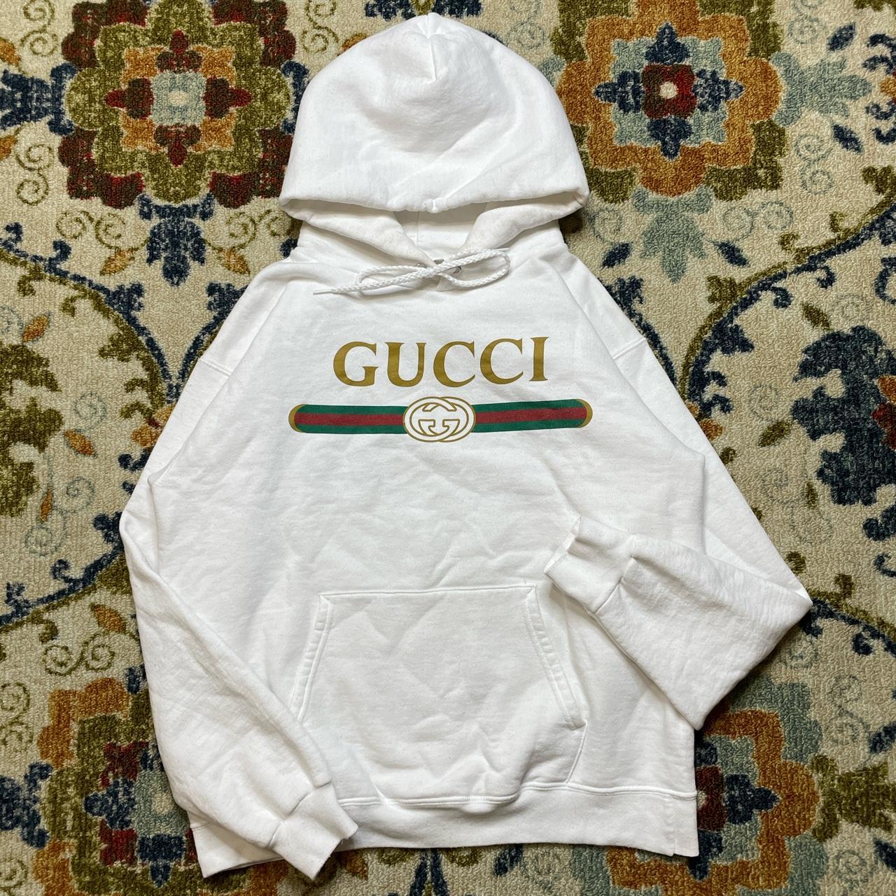 Vintage Gucci white pullover hoodie jacket S... - Depop
