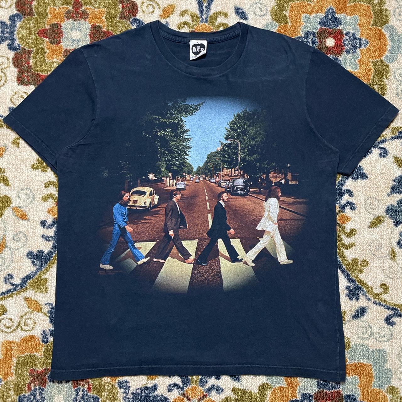 Vintage The Beatles Abbey Road black T shirt L Apple... - Depop