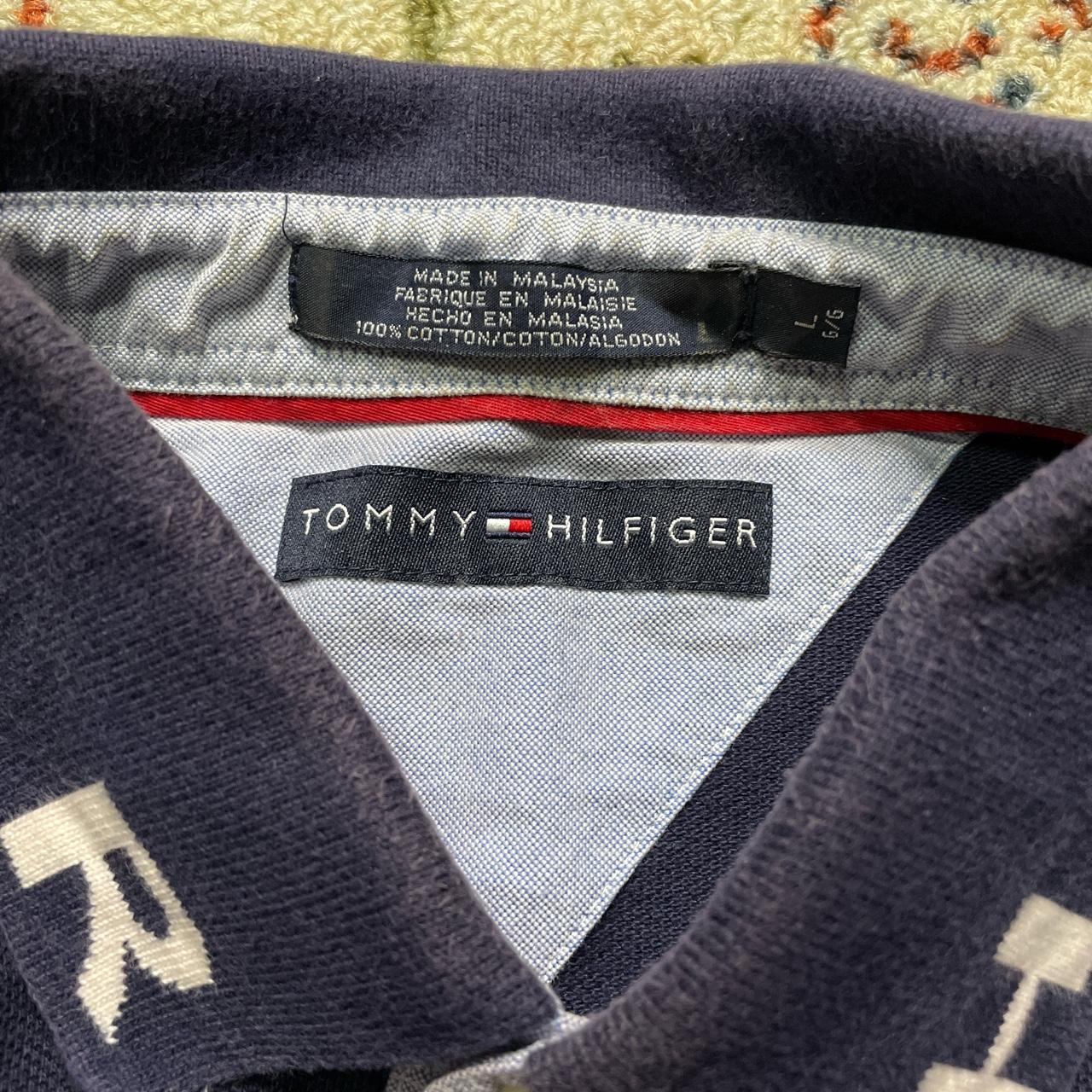 VTG Tommy Hilfiger Big Flag Navy Polo shirt Sz L Y2K... - Depop
